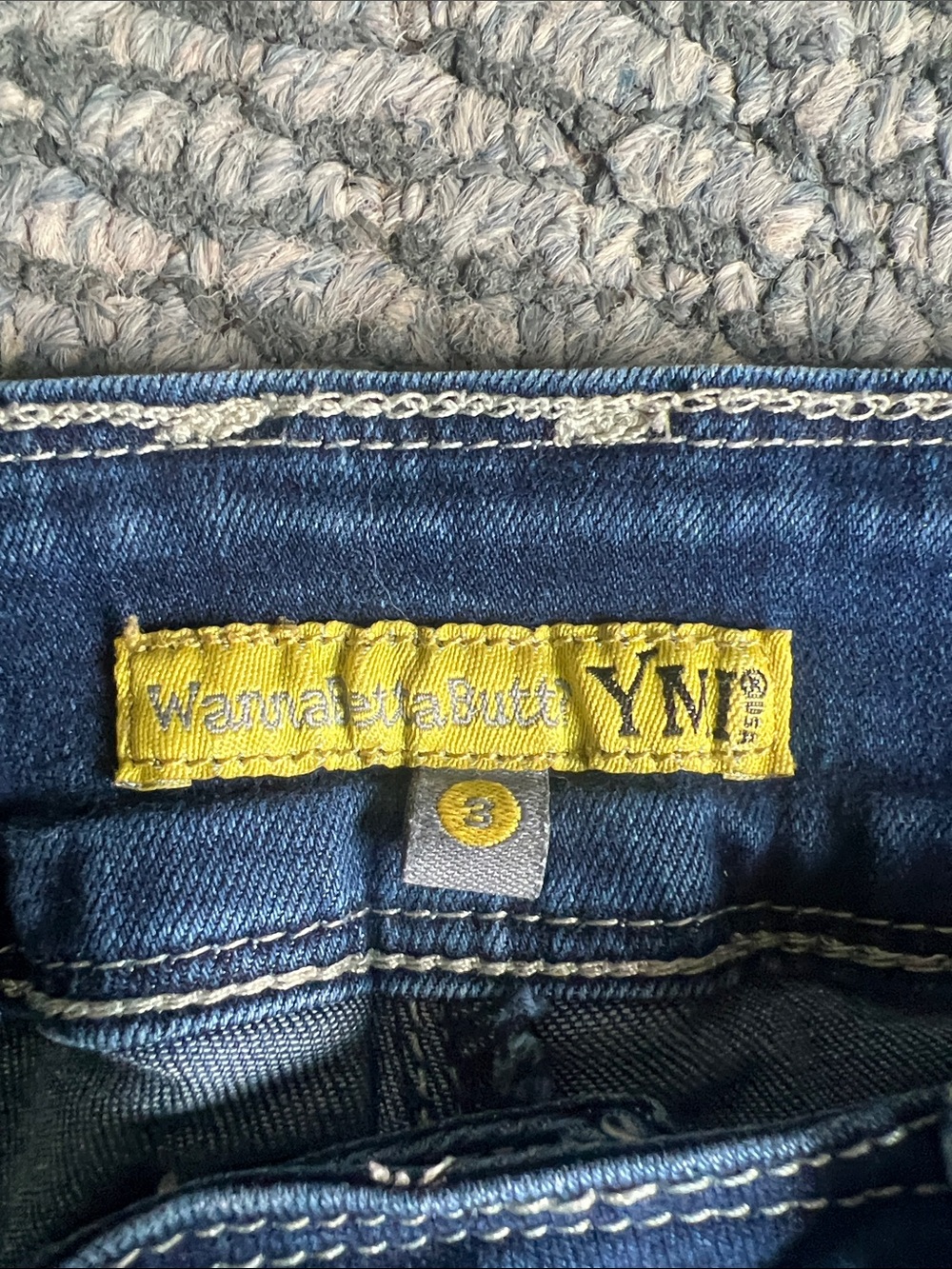 YMI Women's Dark Blue Denim Shorts with Yellow Label
